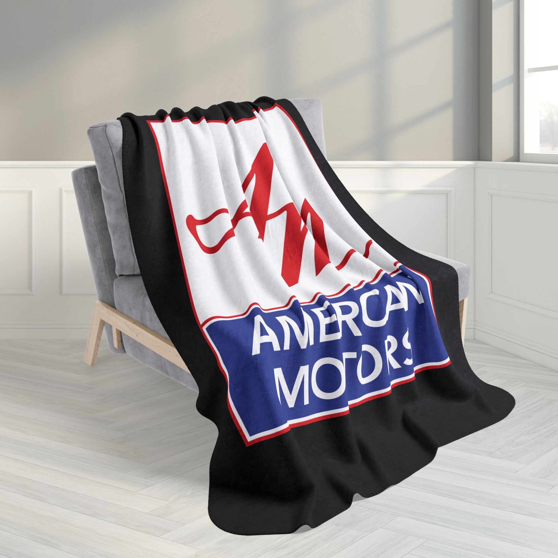 AMC Square Logo Black Fleece Sherpa Blanket