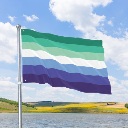 Gay Men Trans-Inclusive 7-Stripe Pride Flag with Grommets