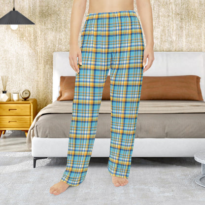 Women’s Teal, Blue & Gold Ohio Plaid Pajama Pants