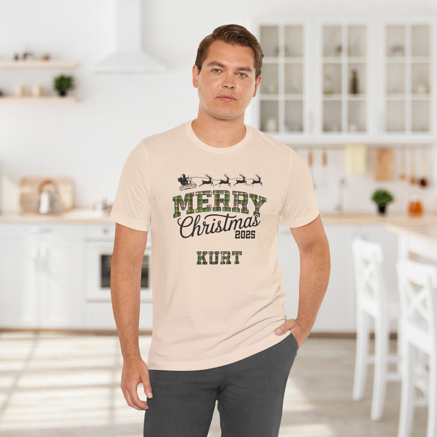 Custom Christmas Green and Gold Green Bay WI Plaid Tee or Pajama Top
