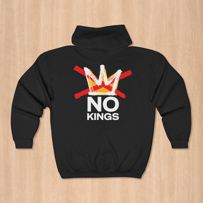 Black No Kings Protest Zip Hoodie
