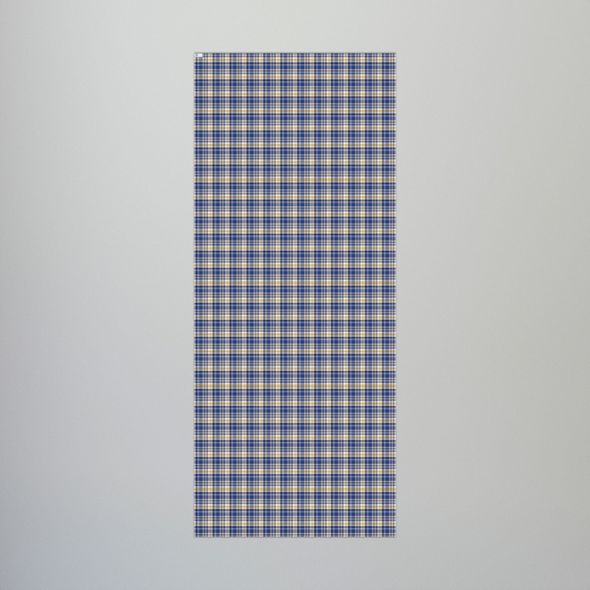 29'' x 72" Matte Hannukah Dark Blue, White & Gold Plaid Gift Wrapping Paper Roll