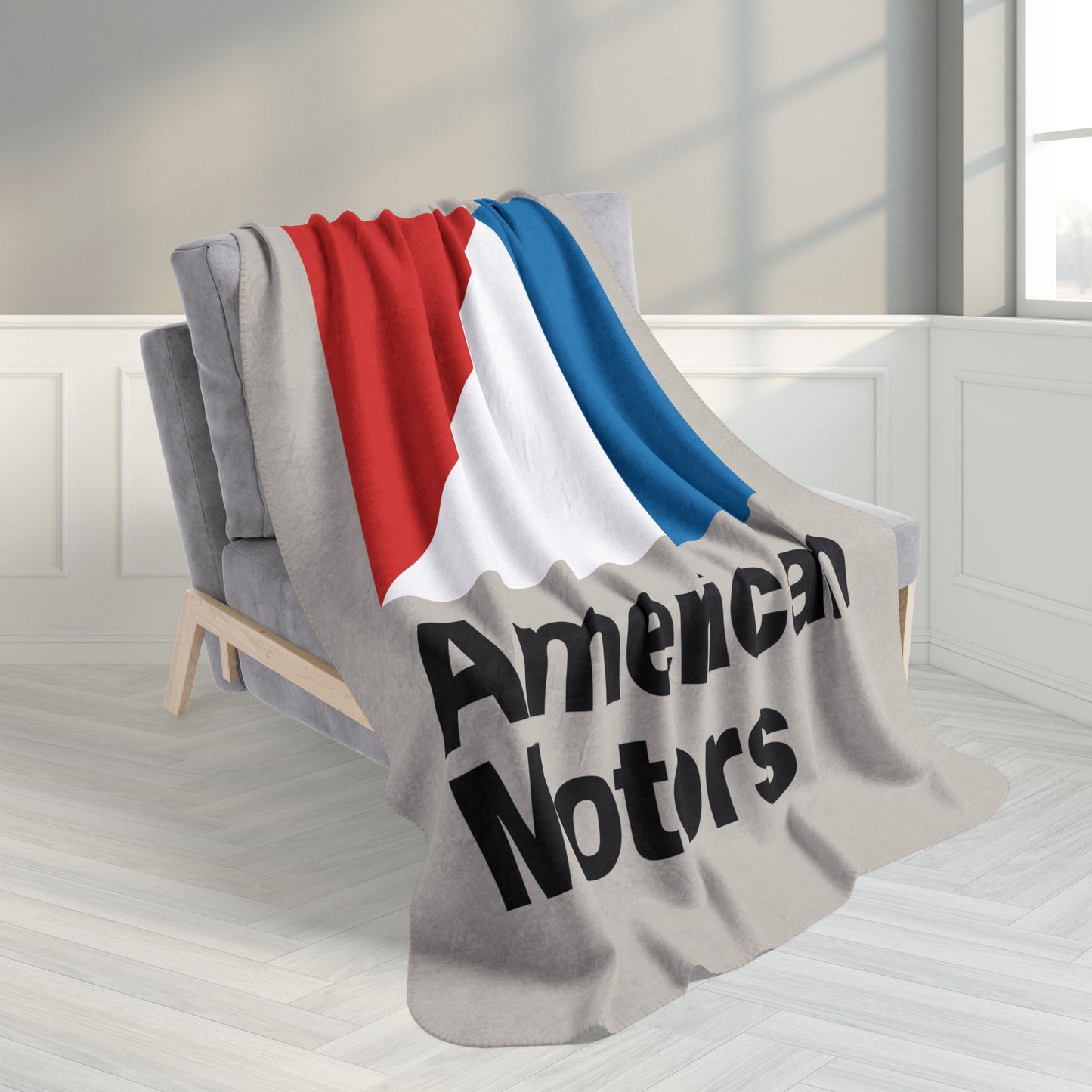 AMC Logo Greige Fleece Sherpa Blanket