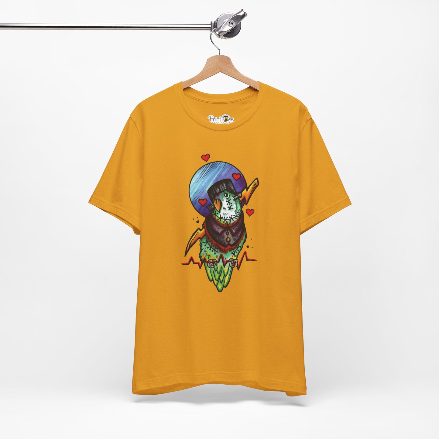 Frankenstein Lovebird, Hand-Drawn & Hand-Colored Tee