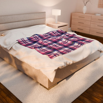 Genderfluid Pride Plaid Velveteen Plush Blanket