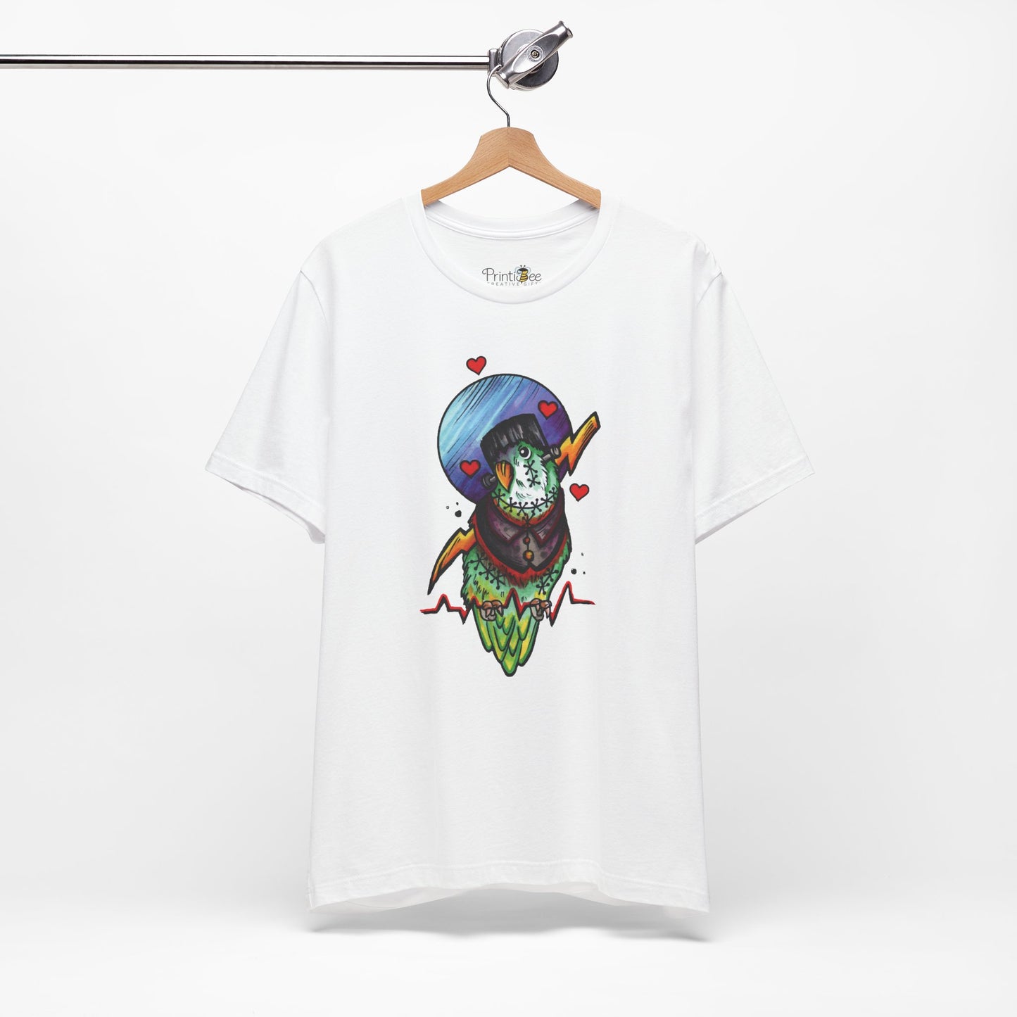 Frankenstein Lovebird, Hand-Drawn & Hand-Colored Tee