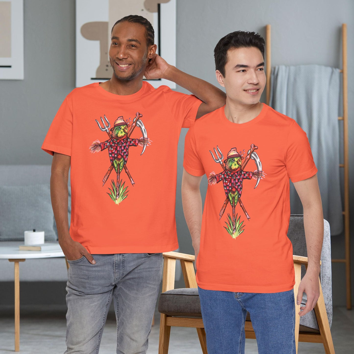 Scarecrow Lovebird, Hand-Drawn & Hand-Colored Tee