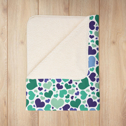 Gay Men Pride Valentine’s Day Hearts Fleece Sherpa Blanket