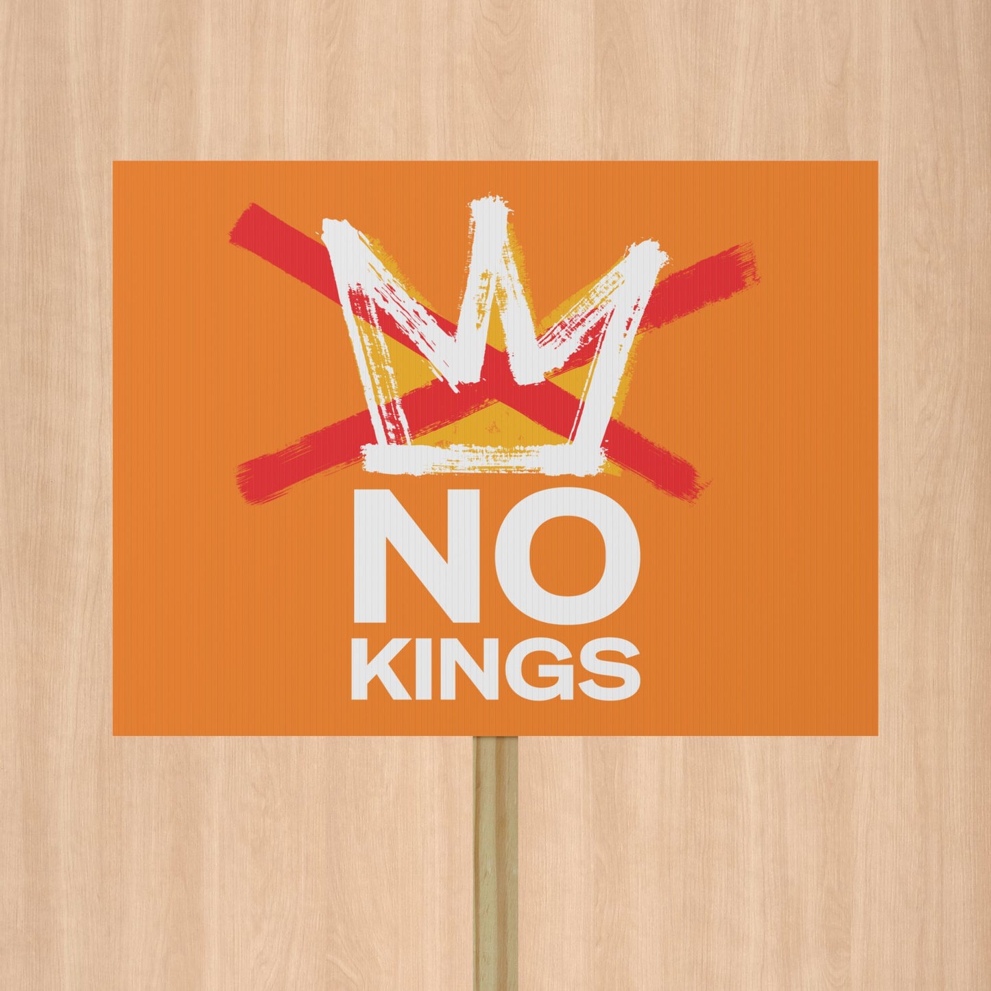 No Kings Gold Protest Sign