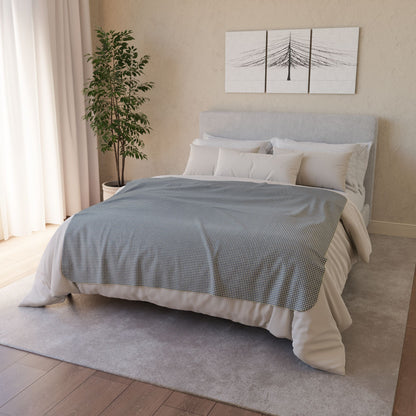 50" × 60" Grey Blueberry & Cream Gingham Fleece Sherpa Blanket