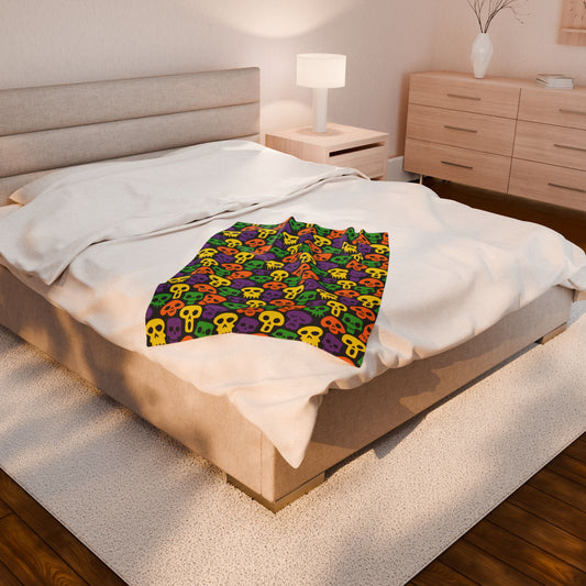Halloween Skulls Velveteen Plush Blanket