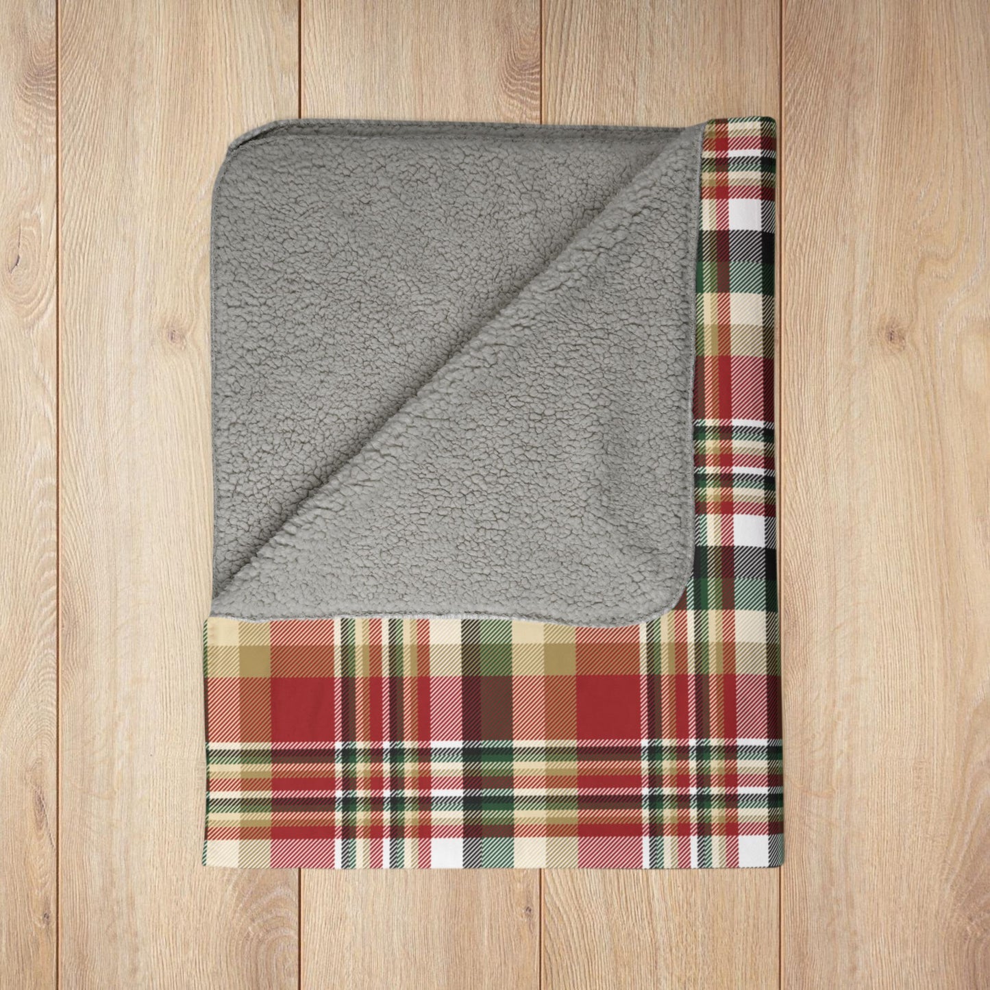 Christmas Red & Gold San Francisco CA Plaid Fleece Sherpa Blanket