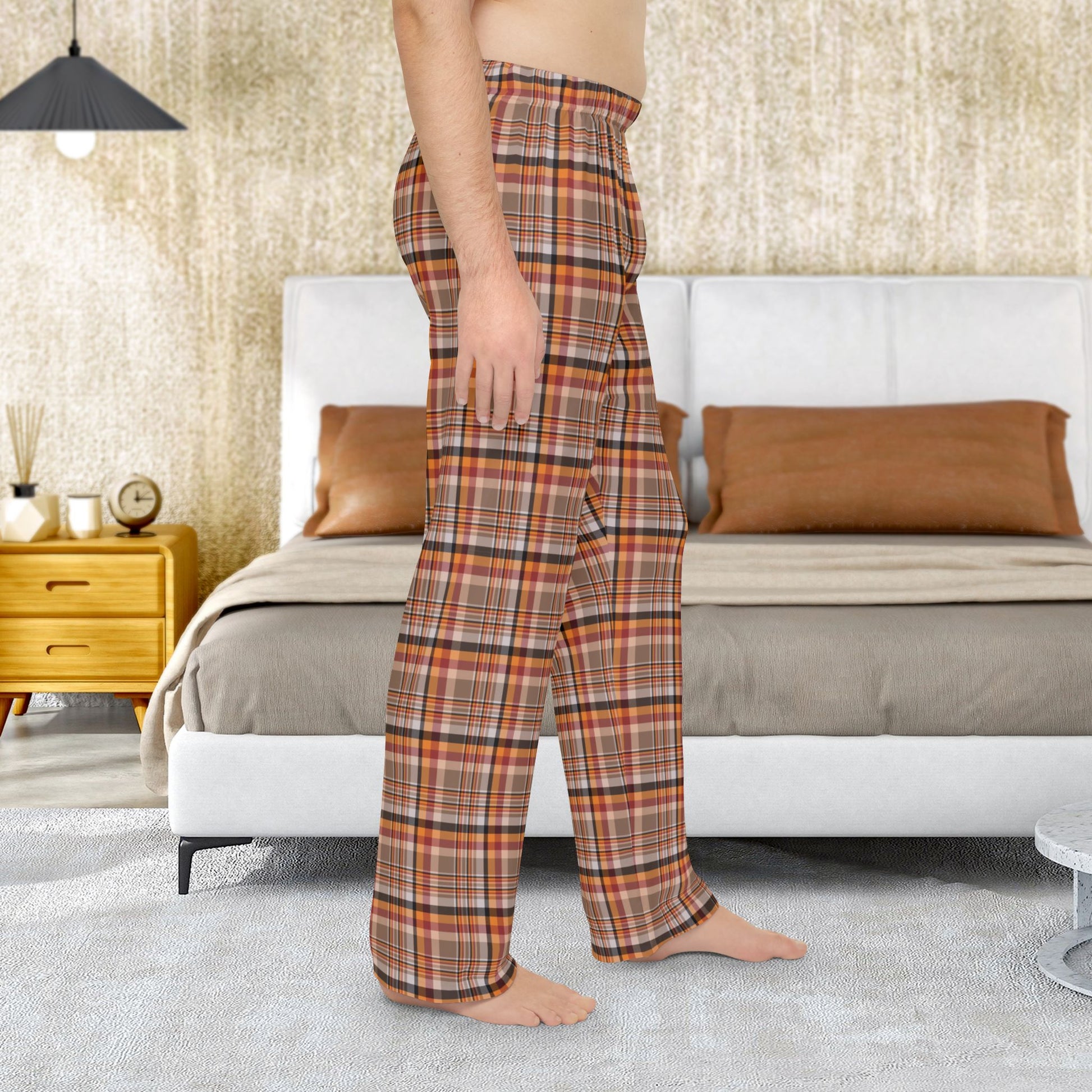 Men’s Brown, Red & Orange Ohio Plaid Pajama Pants