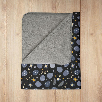 Blue Easter Eggs Black Fleece Sherpa Blanket