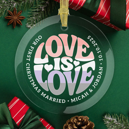 Round One Size Custom Glass Love is Love Cupioromantic Pride 3.5" Circle Ornaments