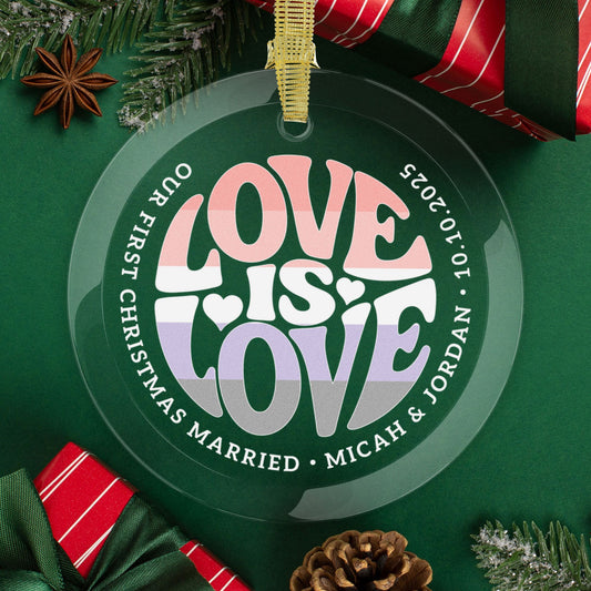 Round One Size Custom Glass Love is Love Cupioromantic Pride 3.5" Circle Ornaments