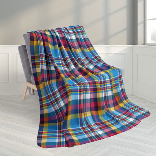 60" × 80" Polyamory Pride Plaid Fleece Sherpa Blanket