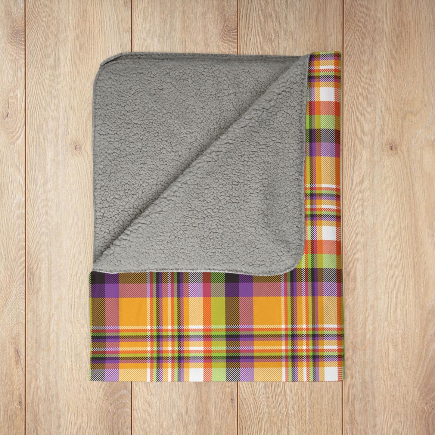 Halloween Colors Plaid Fleece Sherpa Blanket