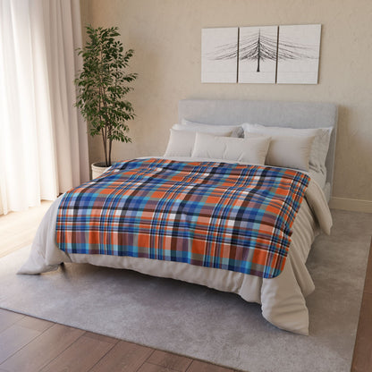 Orange & Blue Sandusky OH Plaid Fleece Sherpa Blanket