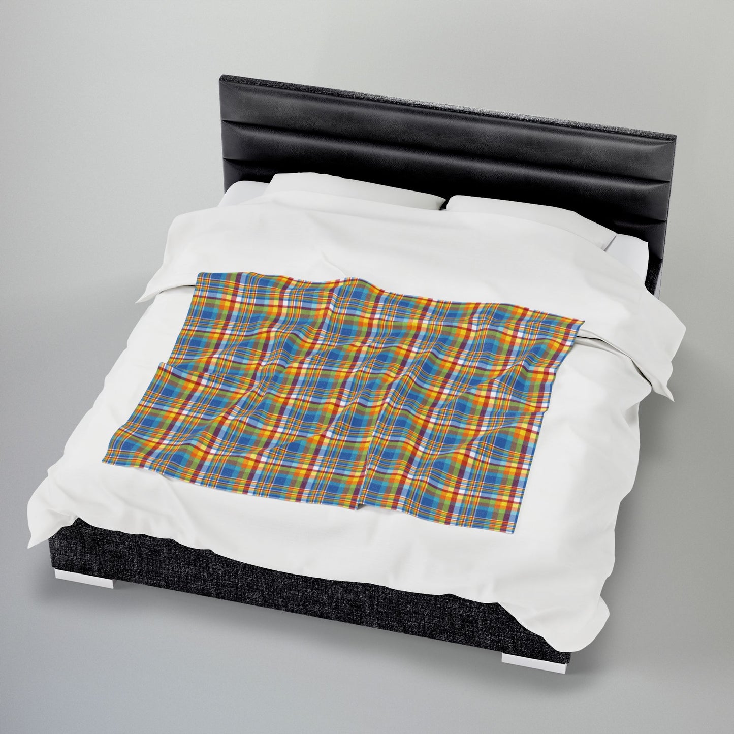 Midway Boardwalk Rainbow Ohio Plaid Velveteen Plush Blanket