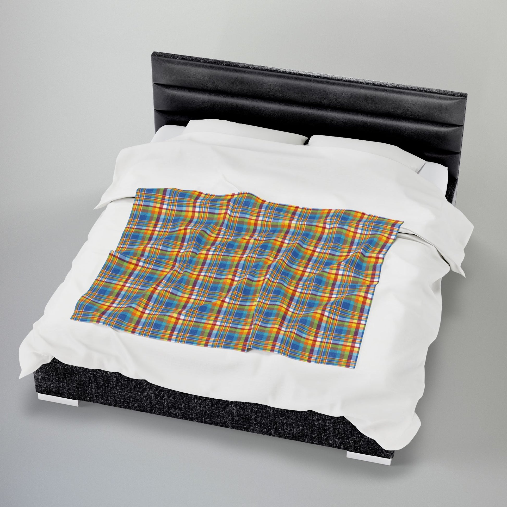 Midway Boardwalk Rainbow Ohio Plaid Velveteen Plush Blanket