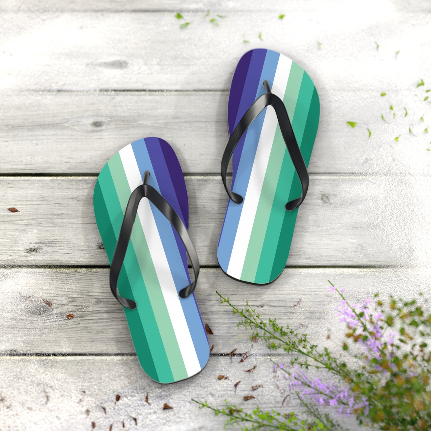 L Black sole Gay Men Pride Flip Flops
