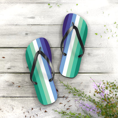 L Black sole Gay Men Pride Flip Flops