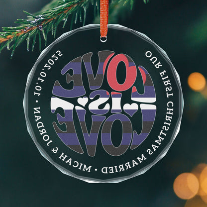 Custom Crystal Love is Love Leather Pride 3" Circle Ornament