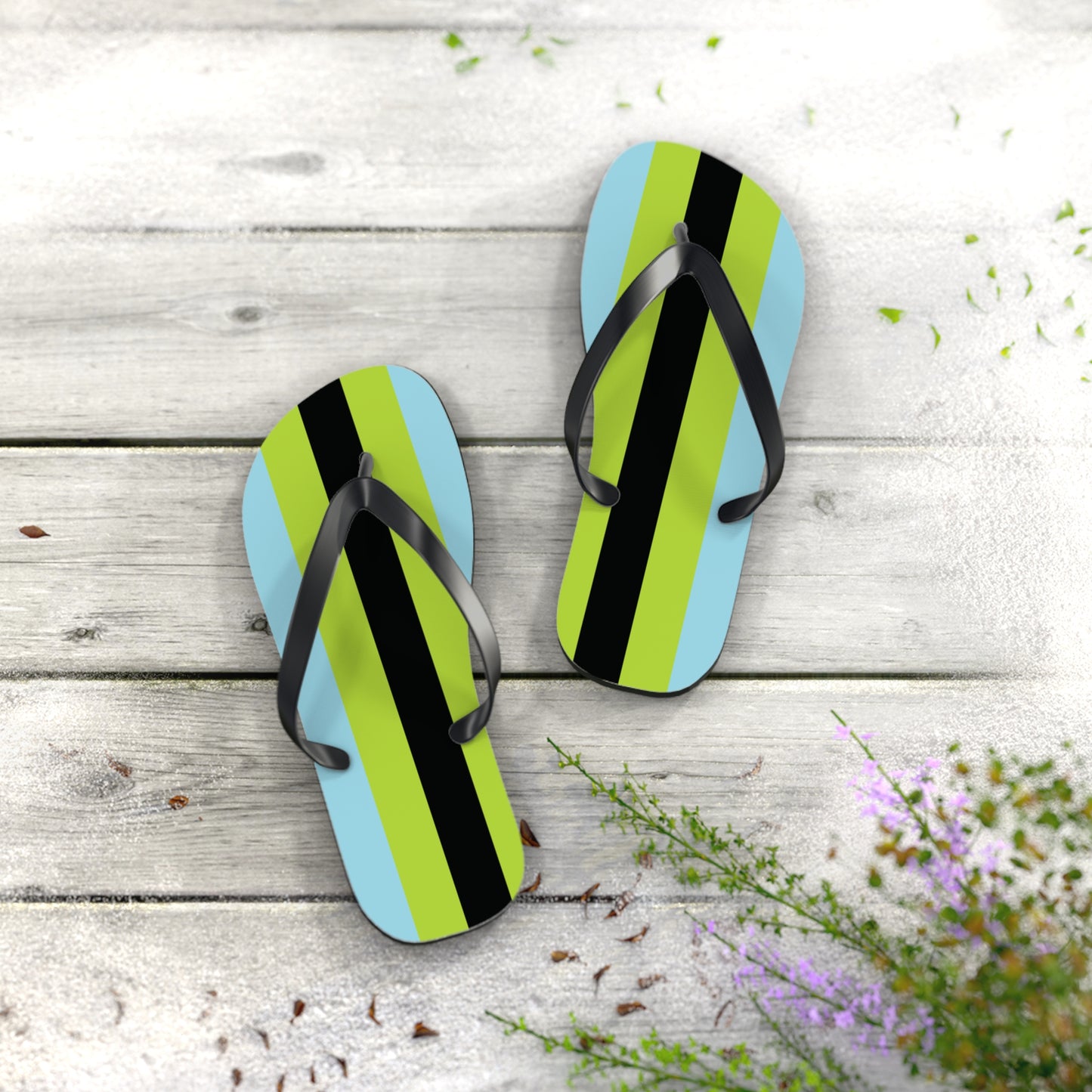 M Black sole Quoigender Pride Flip Flops