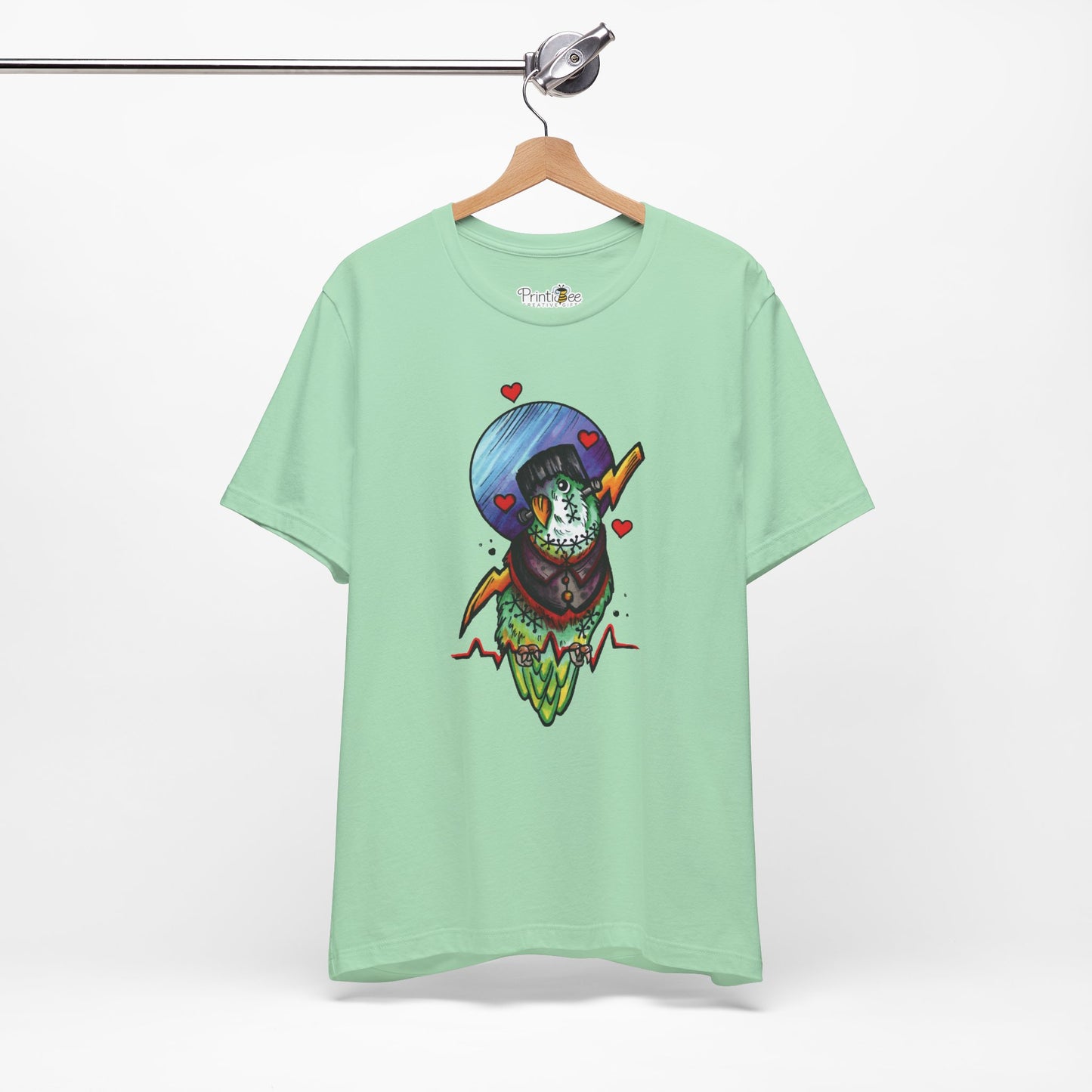 Frankenstein Lovebird, Hand-Drawn & Hand-Colored Tee