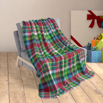 50" × 60" Christmas Winter Plaid Fleece Sherpa Blanket
