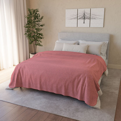 60" × 80" Beige Red & White Gingham Fleece Sherpa Blanket