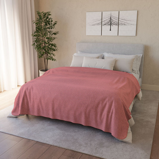 60" × 80" Beige Red & White Gingham Fleece Sherpa Blanket
