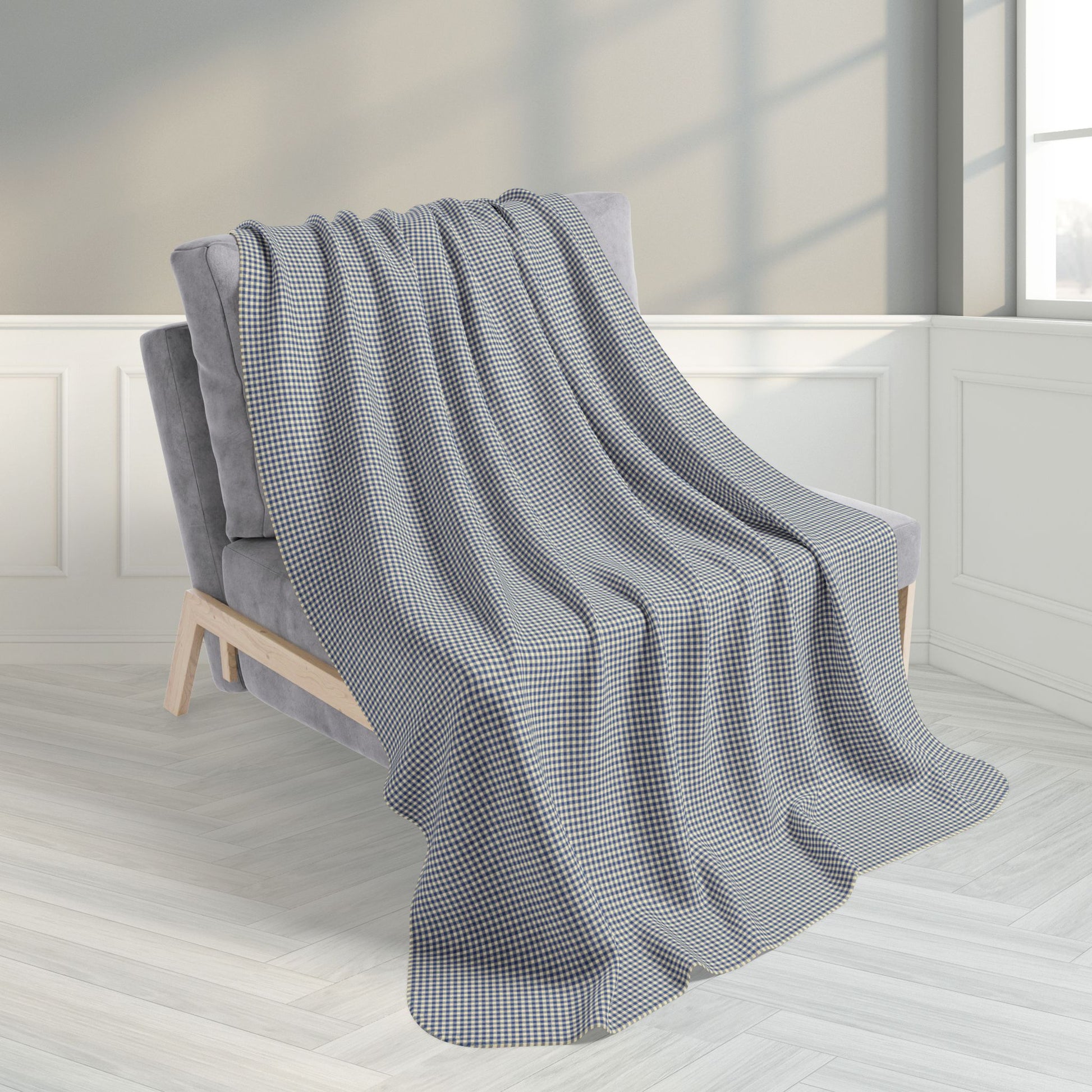 Blueberry & Cream Gingham Fleece Sherpa Blanket