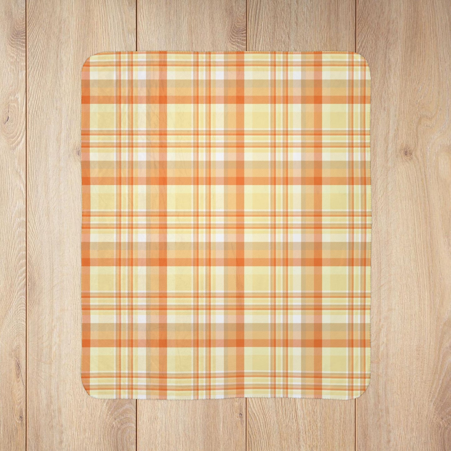 Summer Orange Plaid Fleece Sherpa Blanket