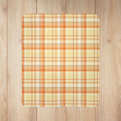 Summer Orange Plaid Fleece Sherpa Blanket