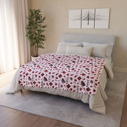 Tattoo Love Valentine’s Day Pink Fleece Sherpa Blanket