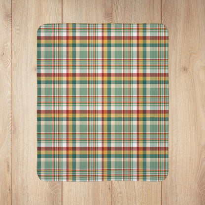 Christmas Red, Green & Gold Plaid Fleece Sherpa Blanket
