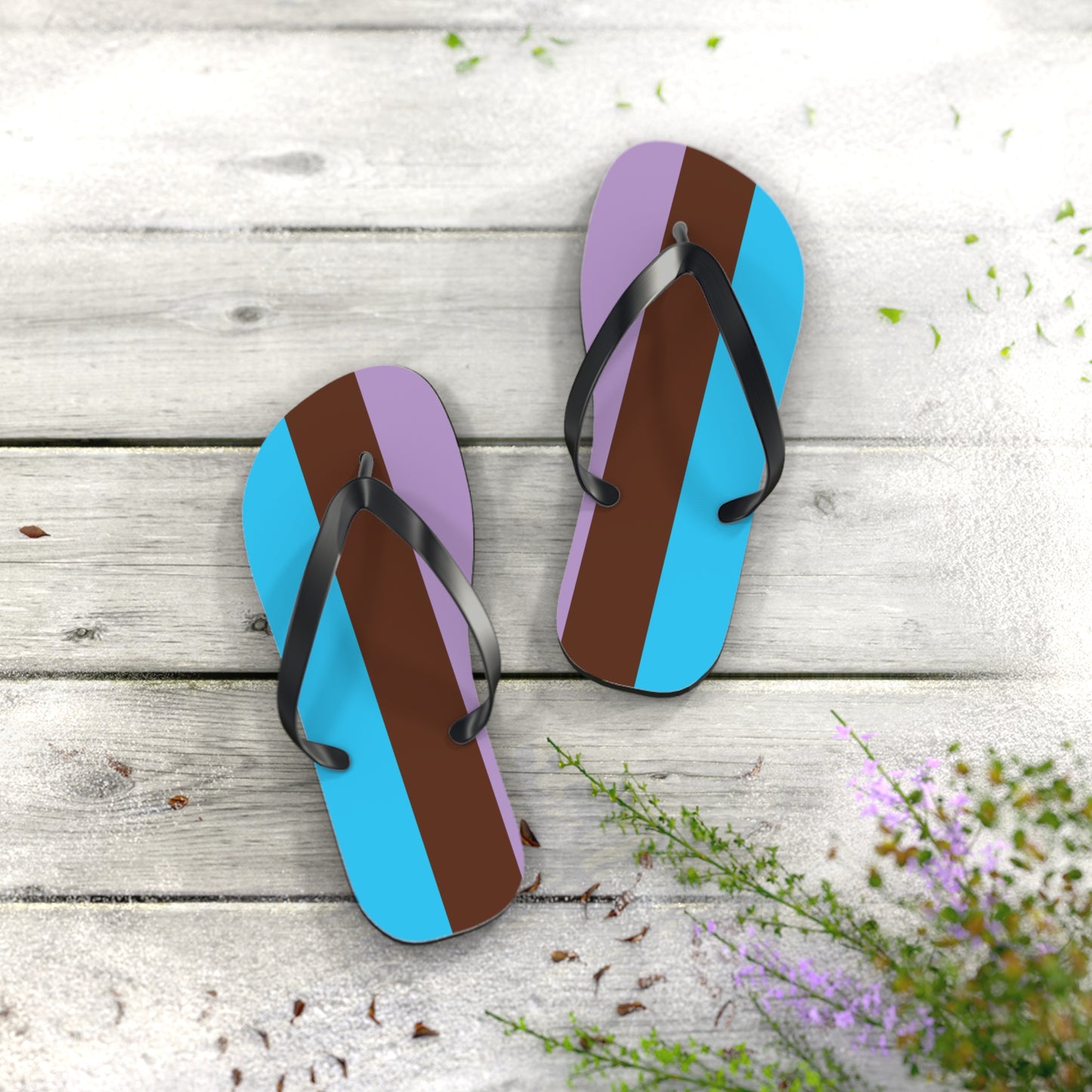 M Black sole Androsexual Pride Flip Flops