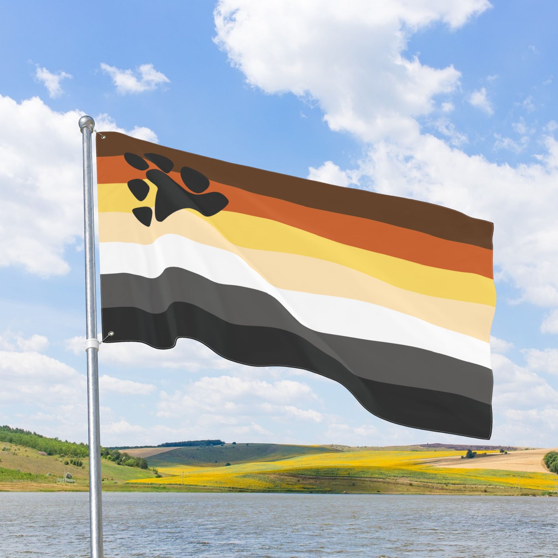 Bear with Paw Pride Double-Sided Flag, with Left or Right Side Grommets