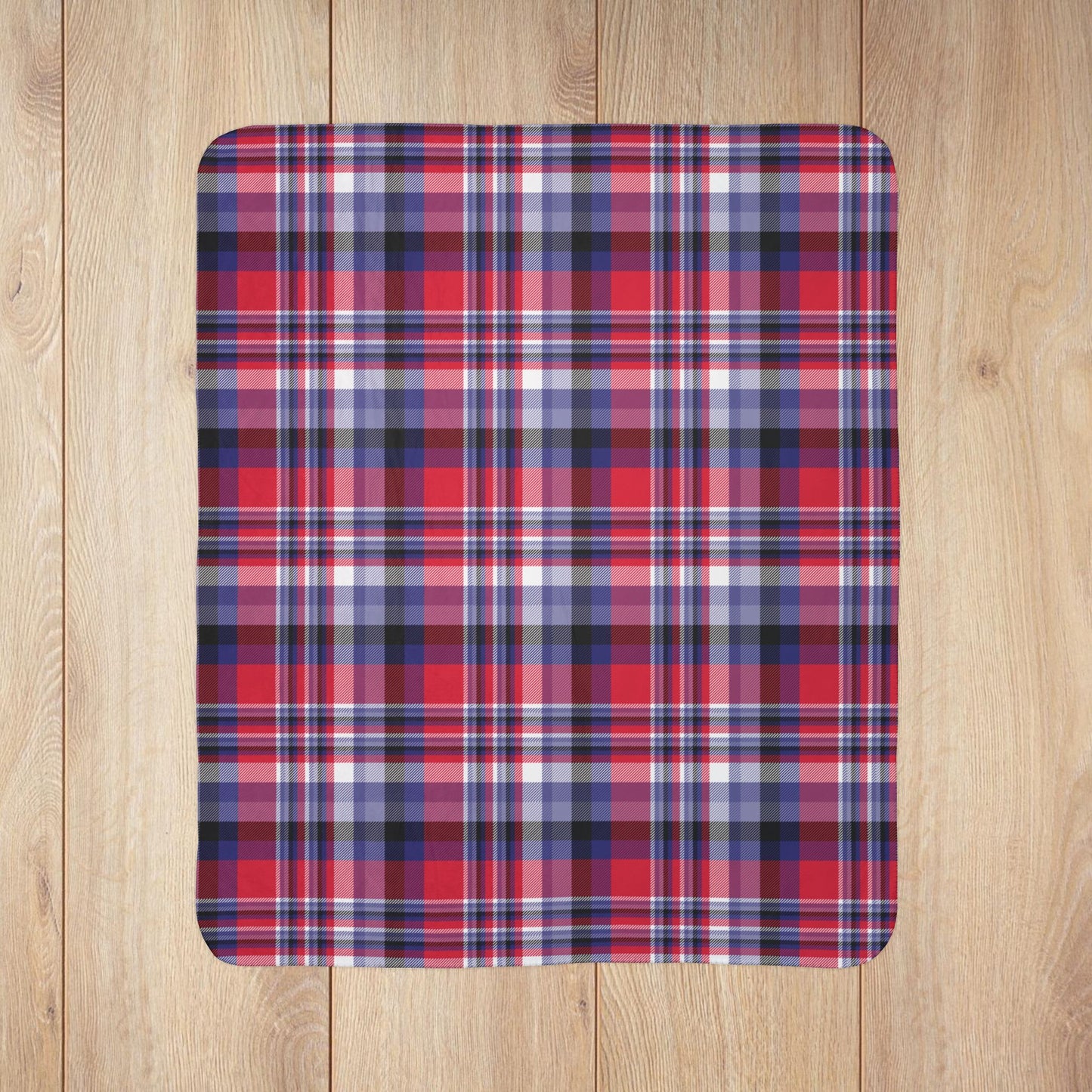 Nautical Red Plaid Fleece Sherpa Blanket