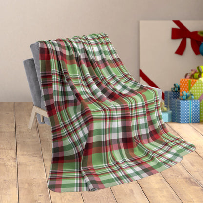 60" × 80" Christmas Classic Red & Green Plaid Fleece Sherpa Blanket