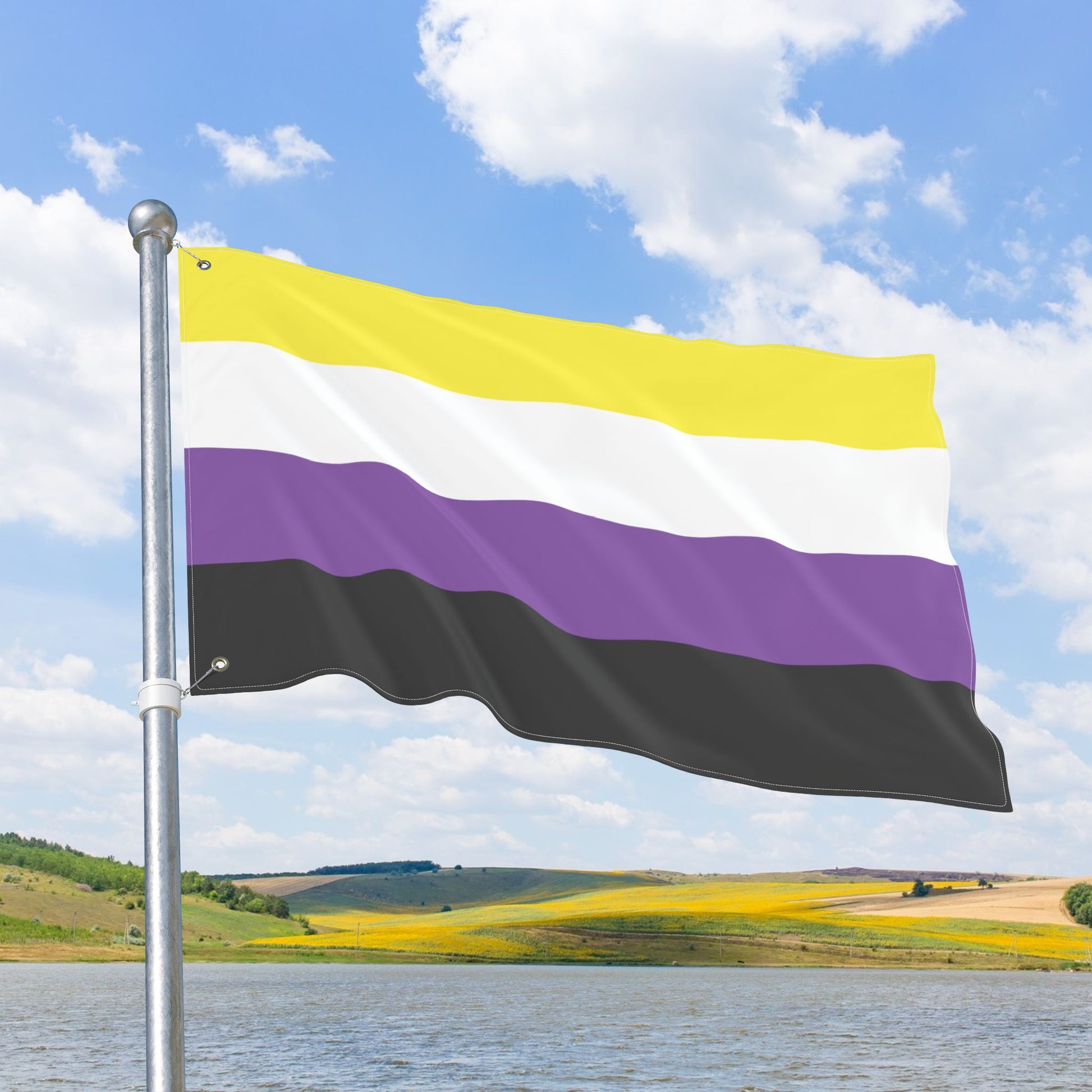 Non-Binary Pride Flag with Grommets