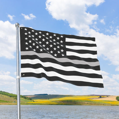 USA Thin Silver Line American Flag with Grommets