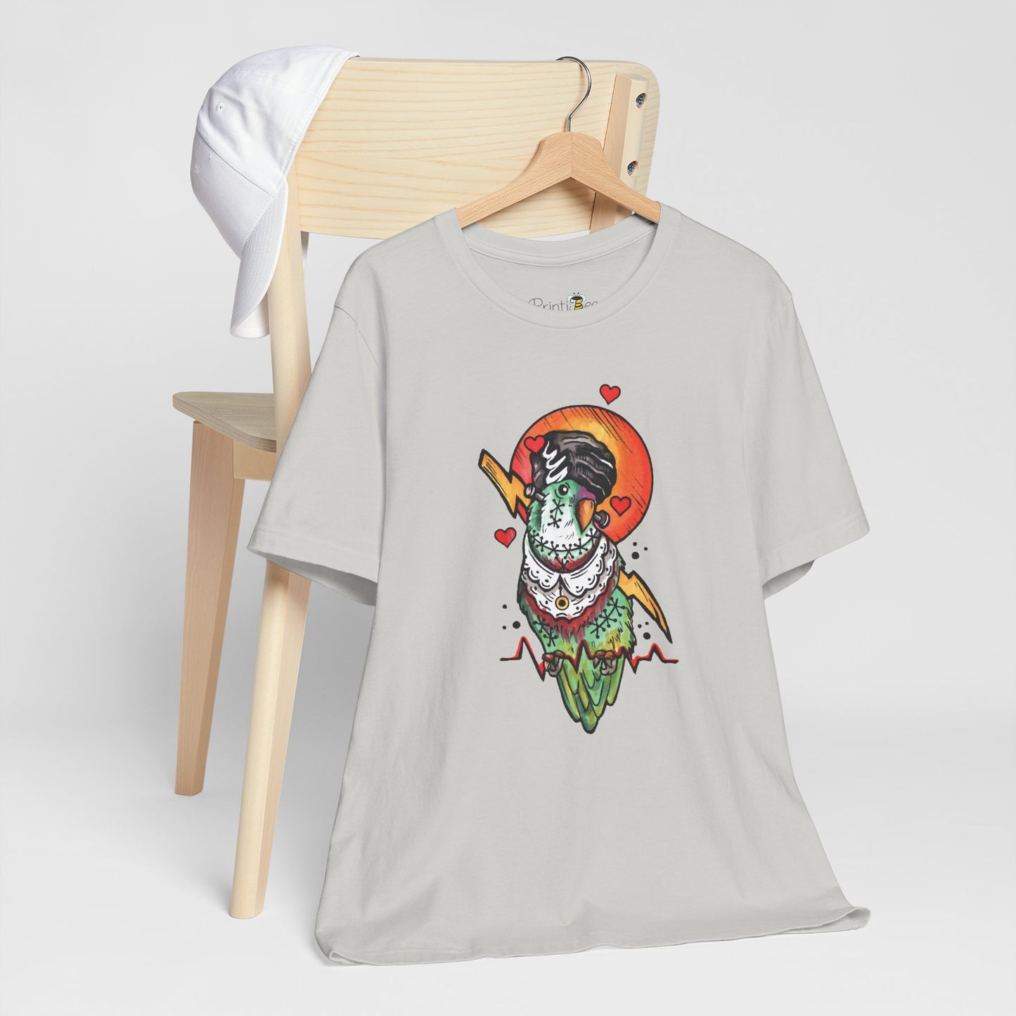 Bride of Frankenstein Lovebird, Hand-Drawn & Hand-Colored Tee