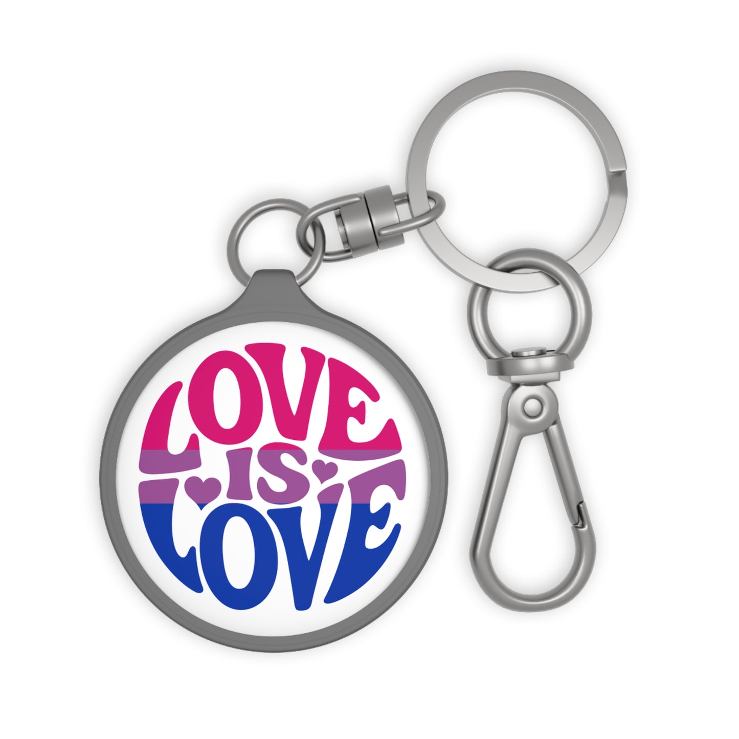 Bisexual Pride Love is Love Keychain