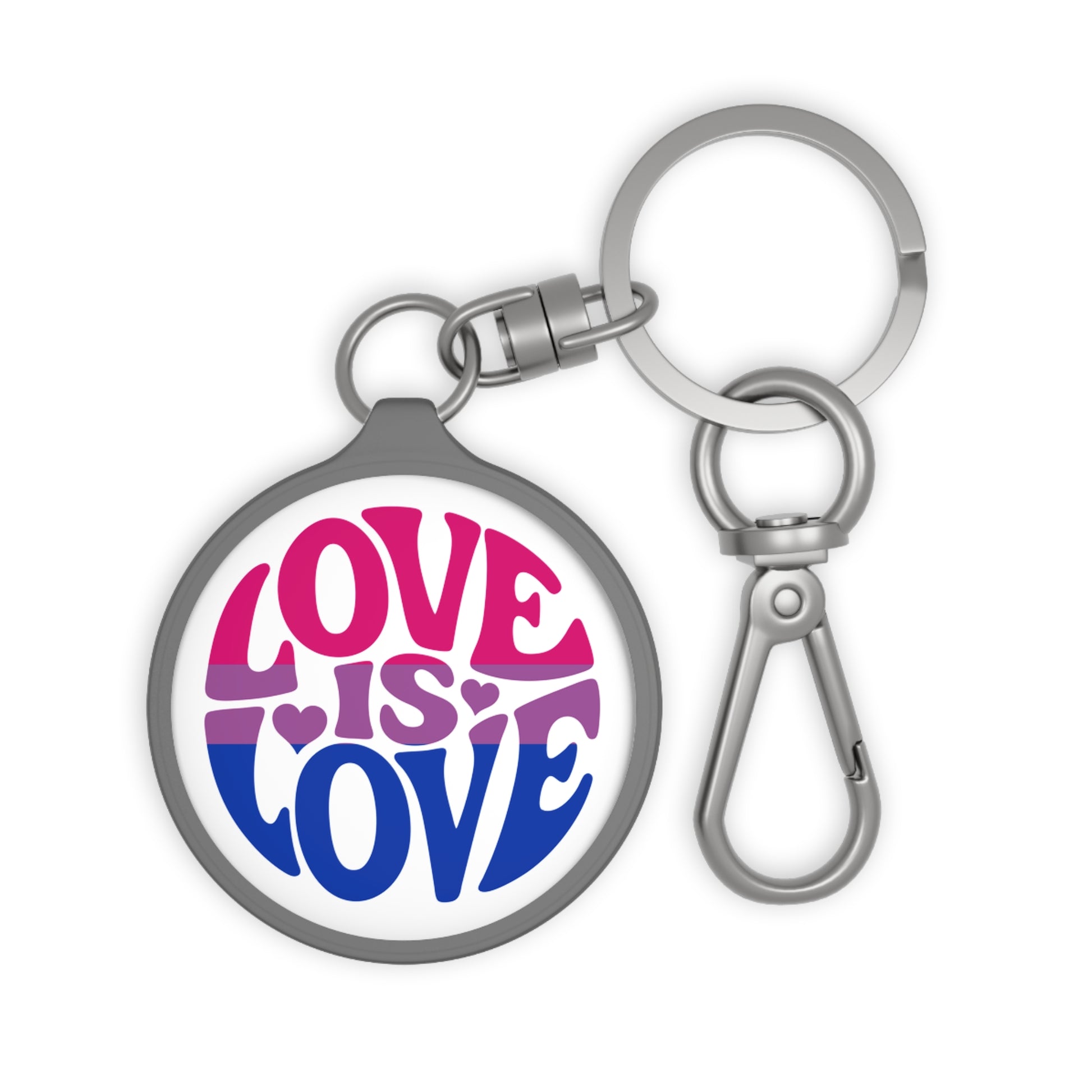 Bisexual Pride Love is Love Keychain