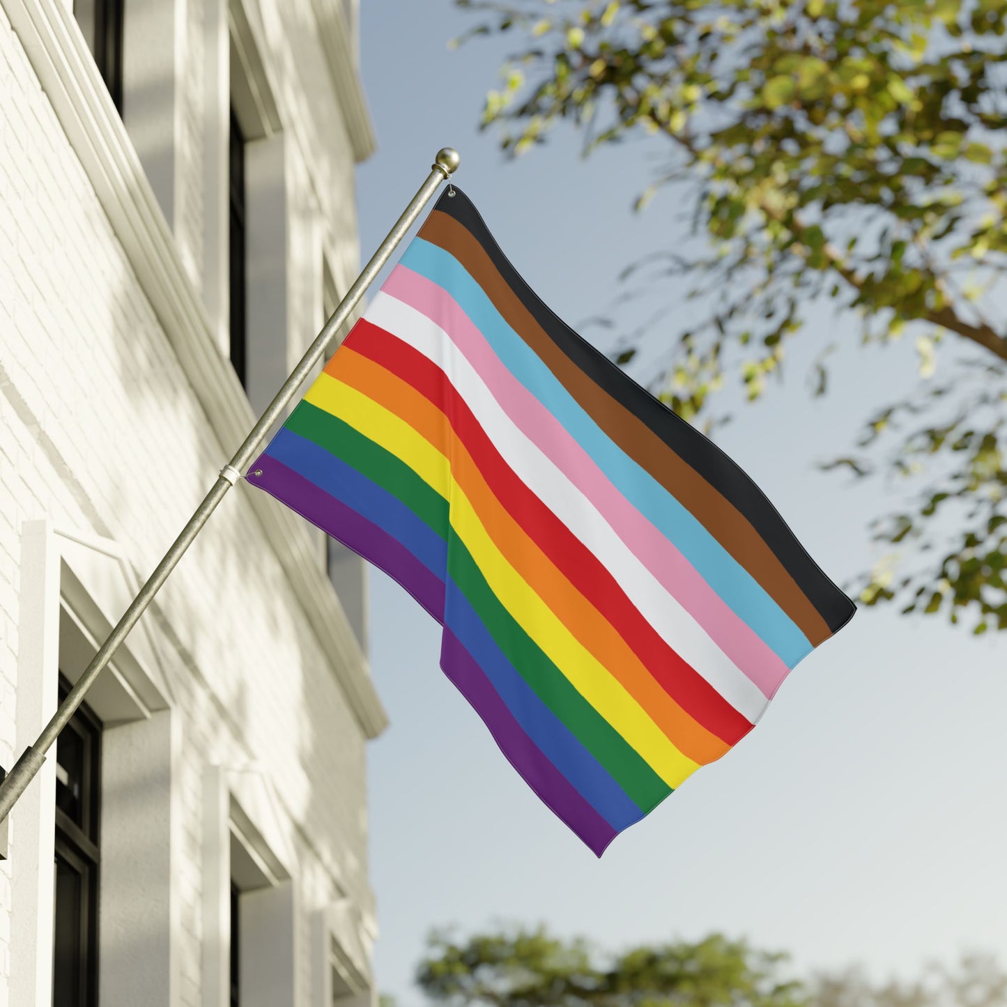 36'' × 60'' Rainbow 11-Stripe Pride for Trans and PoC Flag with Grommets