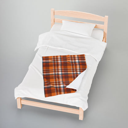 Autumn Blue Plaid Velveteen Plush Blanket