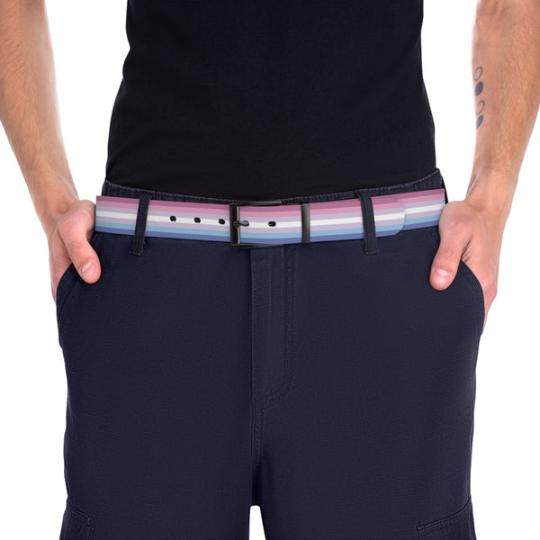 Black Metal 50'' Bigender Purple Pride Flag Belt